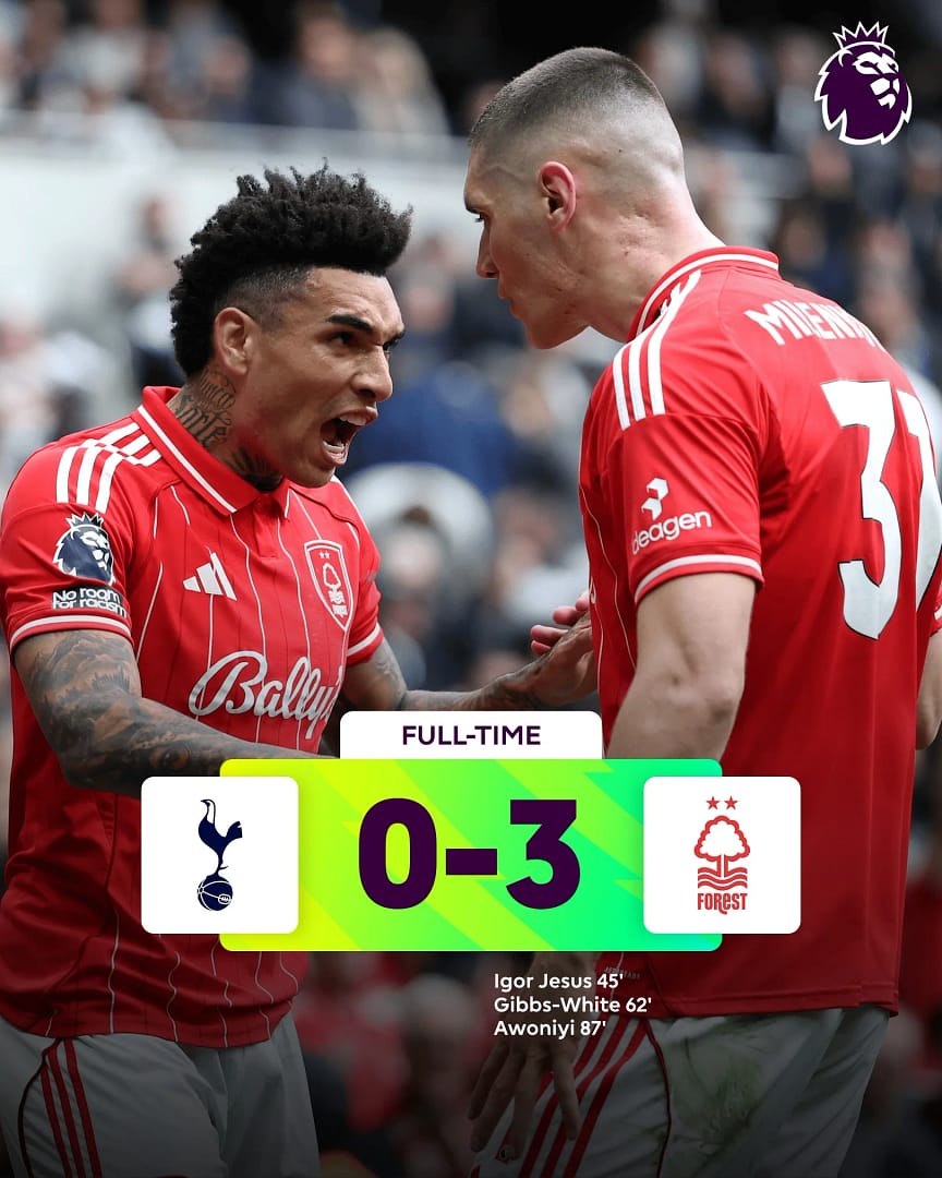 Vitor Pereira celebre sa premiere victoire en Premier League avec Nottingham Forest face a Tottenham