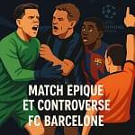 Action du match FC Barcelone contre Bruges en Ligue des champions avec intervention VAR