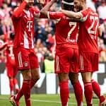 Les joueurs du Bayern Munich célèbrent leur victoire 4-0 contre Union Berlin en Bundesliga