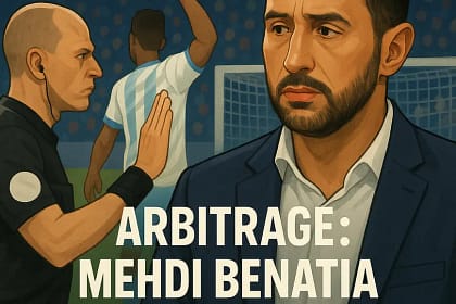 Medhi Benatia conteste l'arbitrage lors du match OM-Atalanta en Ligue des champions