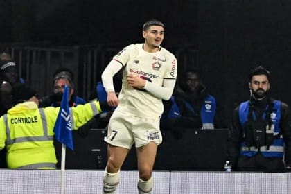 Matias Fernandez-Pardo buteur lors de Rennes-Lille en Ligue 1 J26