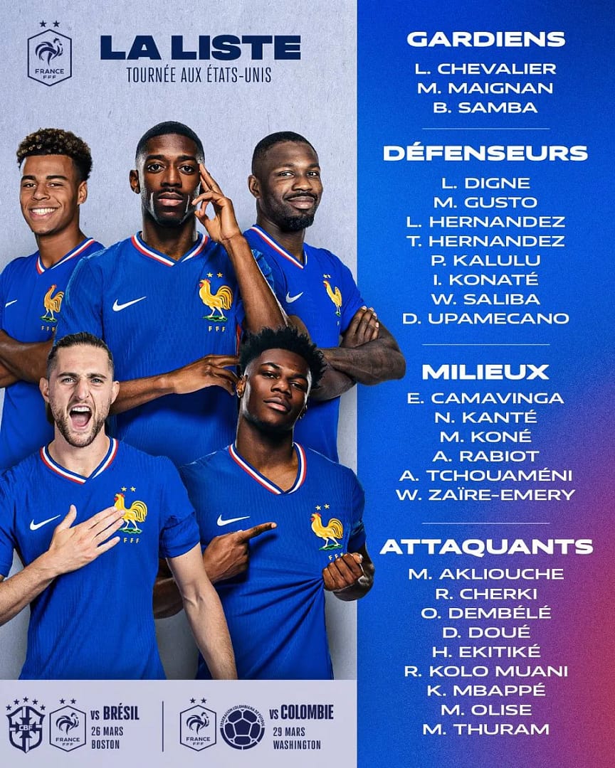 Didier Deschamps annonce la liste des Bleus pour la Coupe du Monde 2026