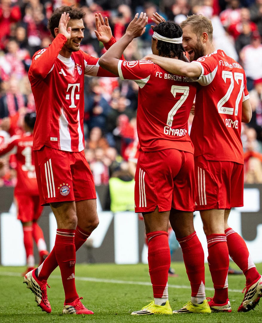 Les joueurs du Bayern Munich célèbrent leur victoire 4-0 contre Union Berlin en Bundesliga